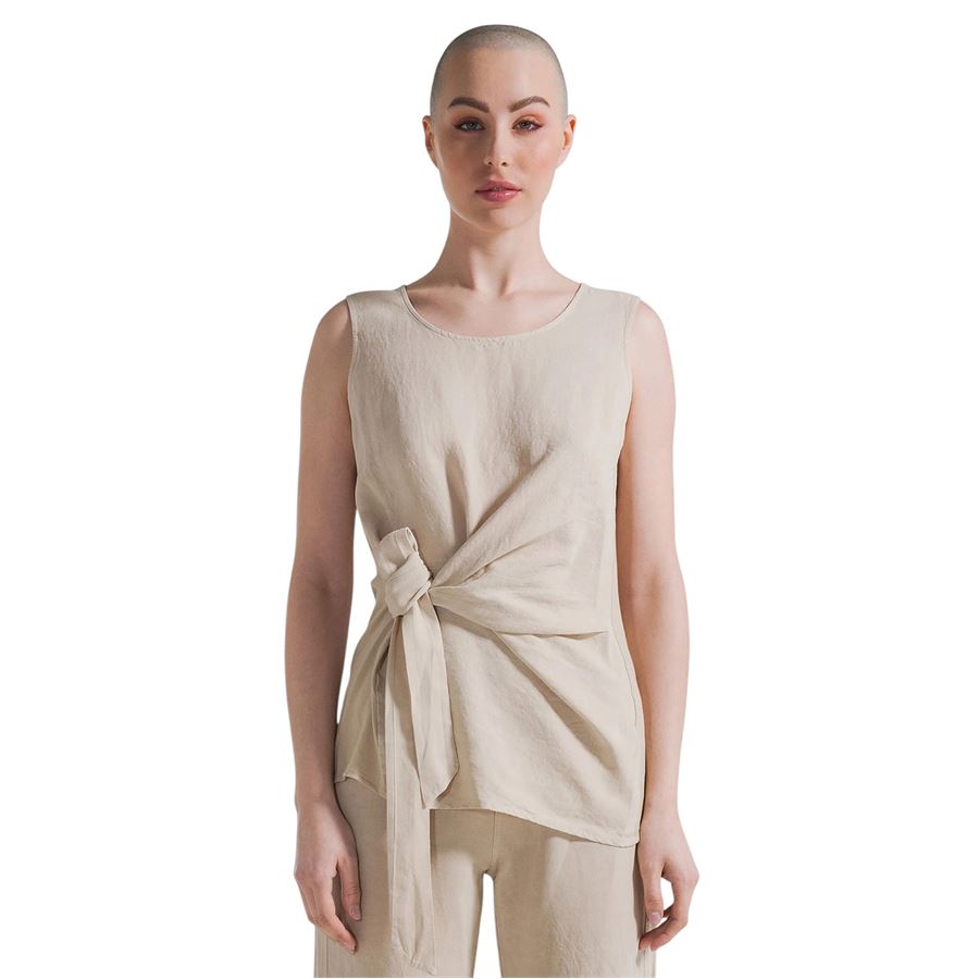 Top in lino e cotone con cintura beige da donna Deha | D2266037105